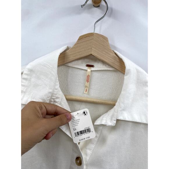 Free People white layered ruffle sweatshirt shacket - Picture 5 of 7